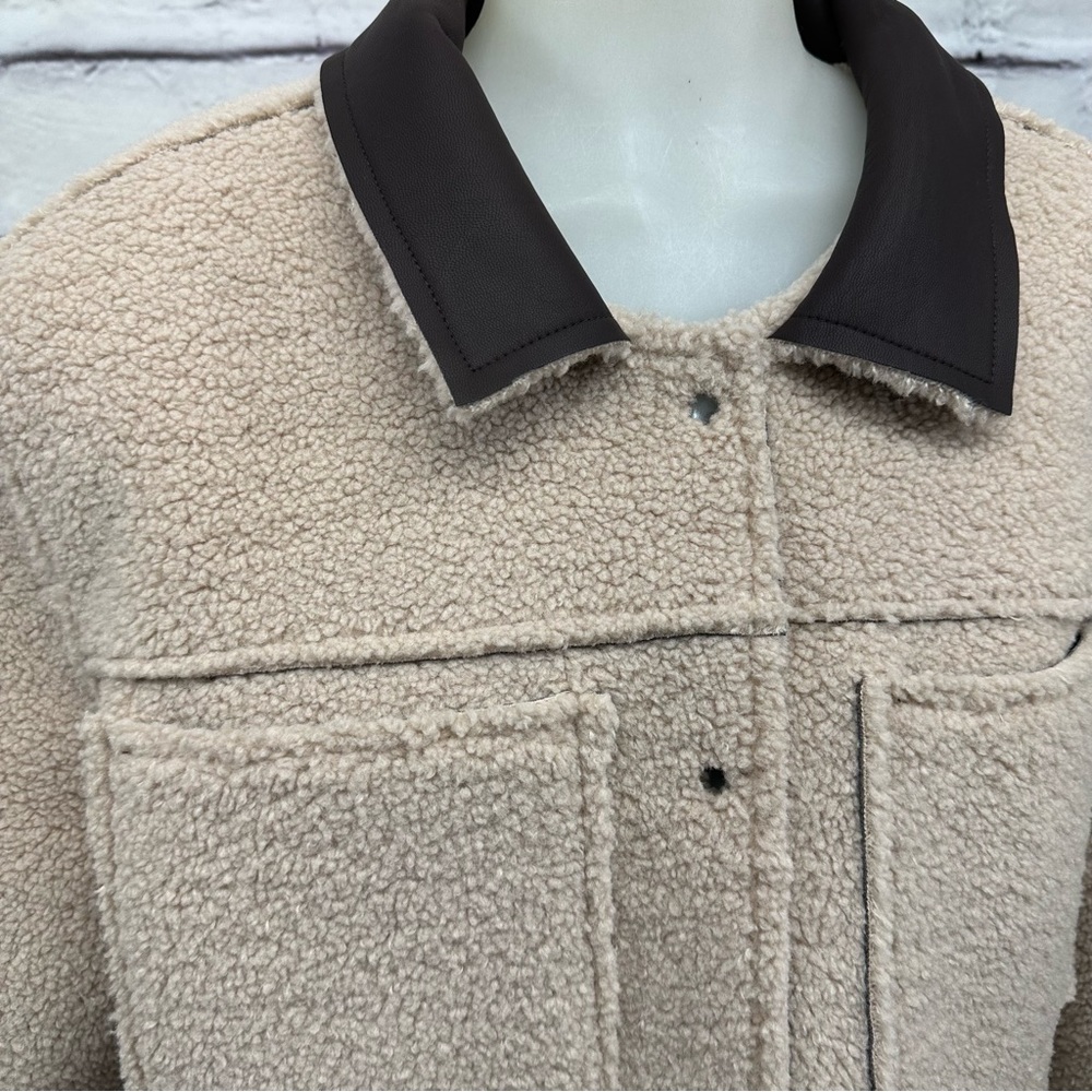 Vintage Havana Suede Leather Faux Shearling Coat Jacket Reversible Brown… - Picture 8 of 14